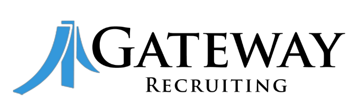 Our Partner Gateway Recruiting's Arches in Blue with Black Text